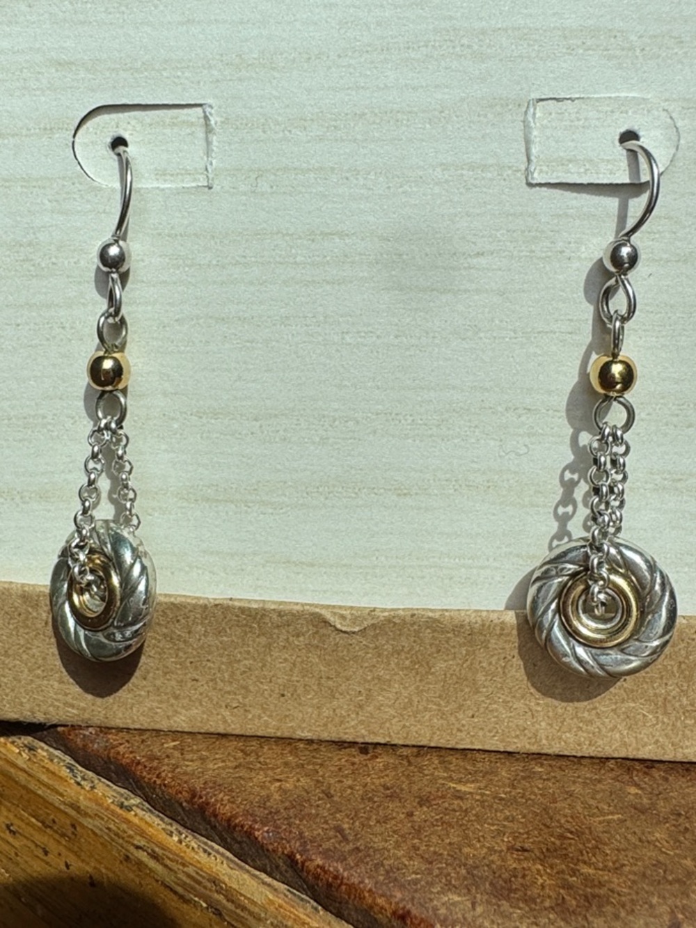 Brighton Two-Tone Silver and Gold Drop Earrings - Women Jewelry